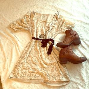 Just Ginger Lace Dress with Black Tie